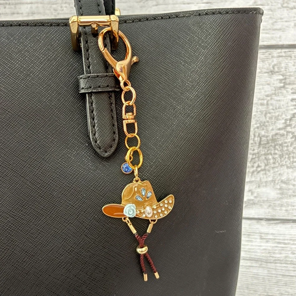 Rhinestone Cowboy Hat Keychain Purse‎ Charm Bag Accessory